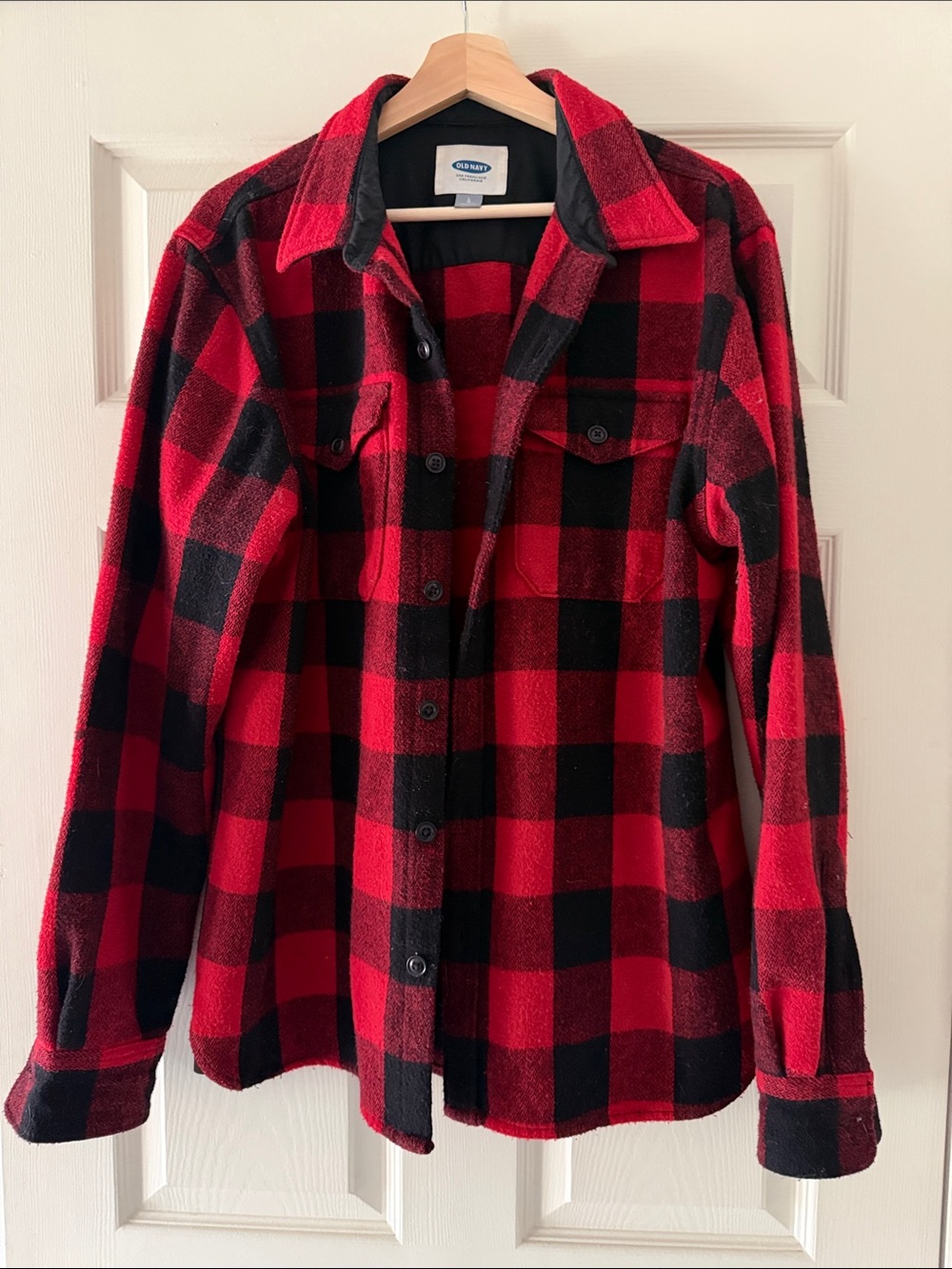 Old Navy Red and Black Buffalo Plaid Button-Down Shirt